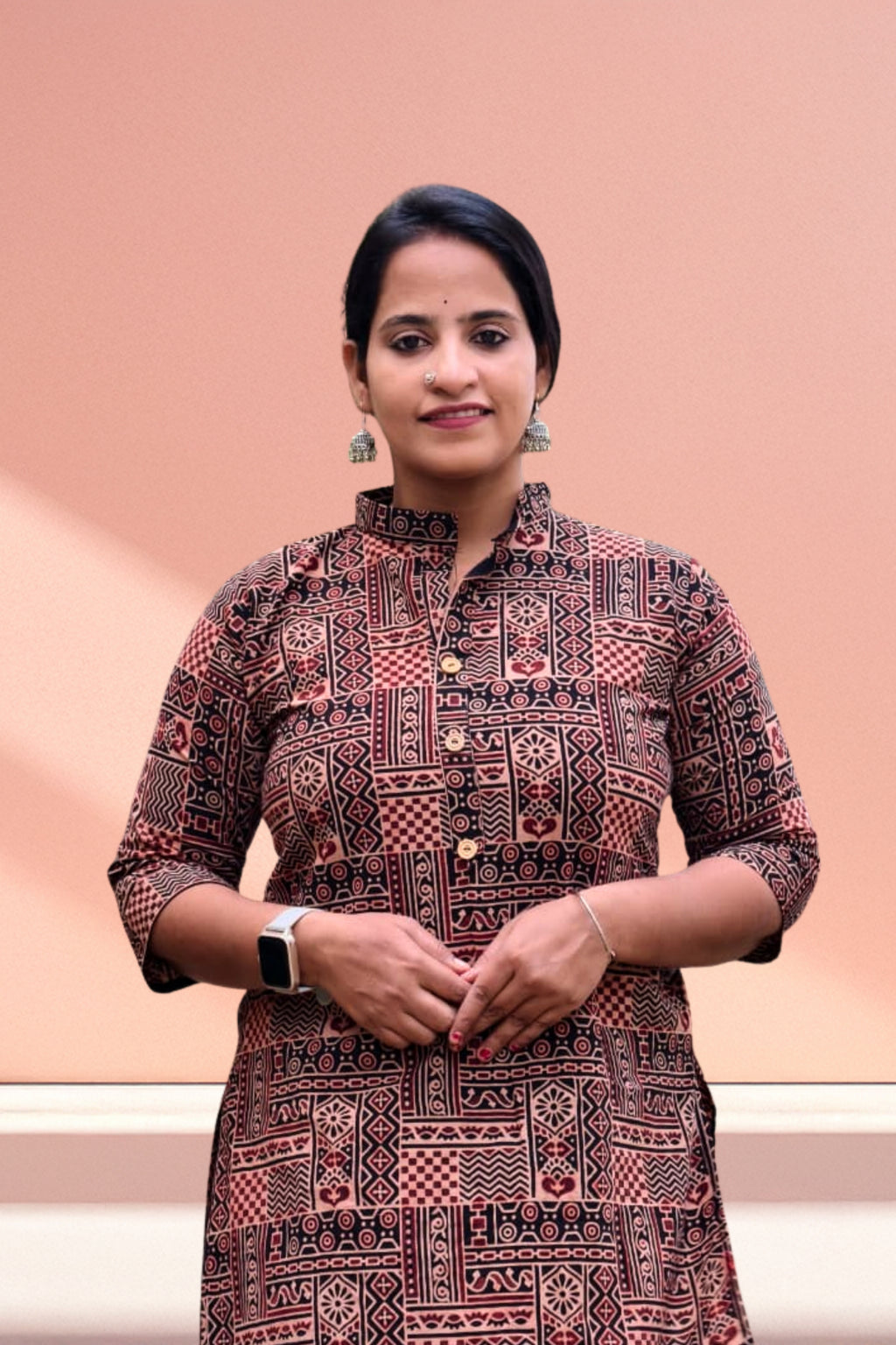 Classic Rust Design Collar Kurti