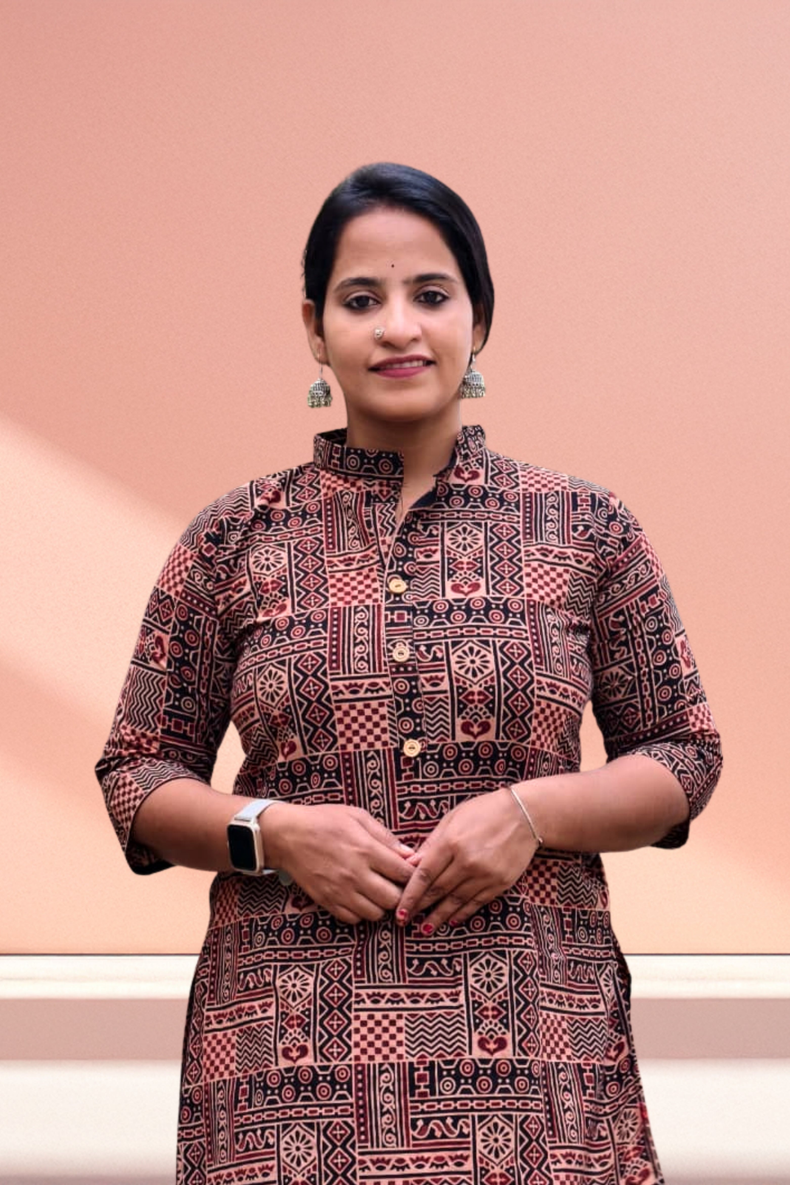 Classic Rust Design Collar Kurti