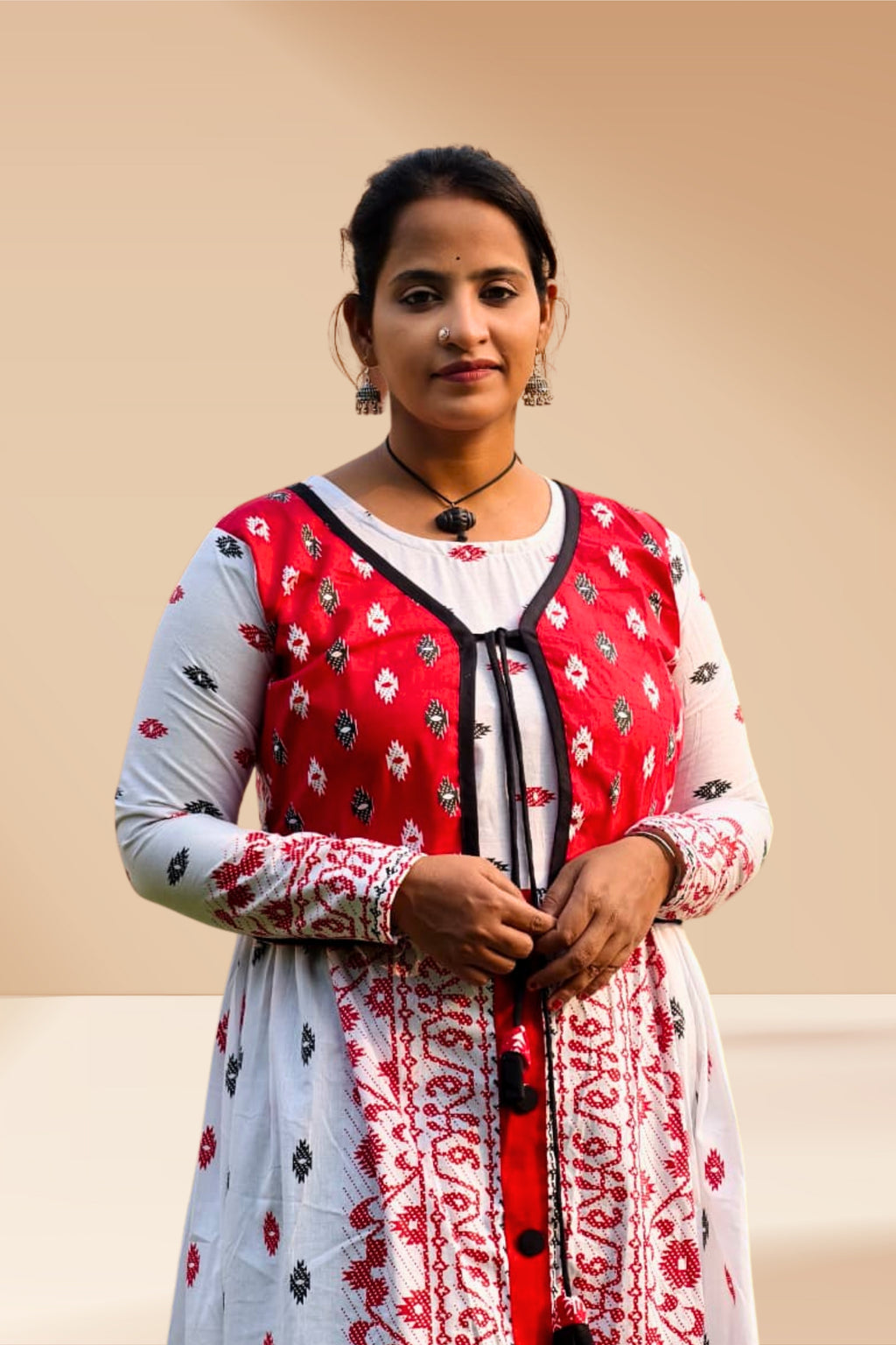 Classic Red Design Jacket One-Piece