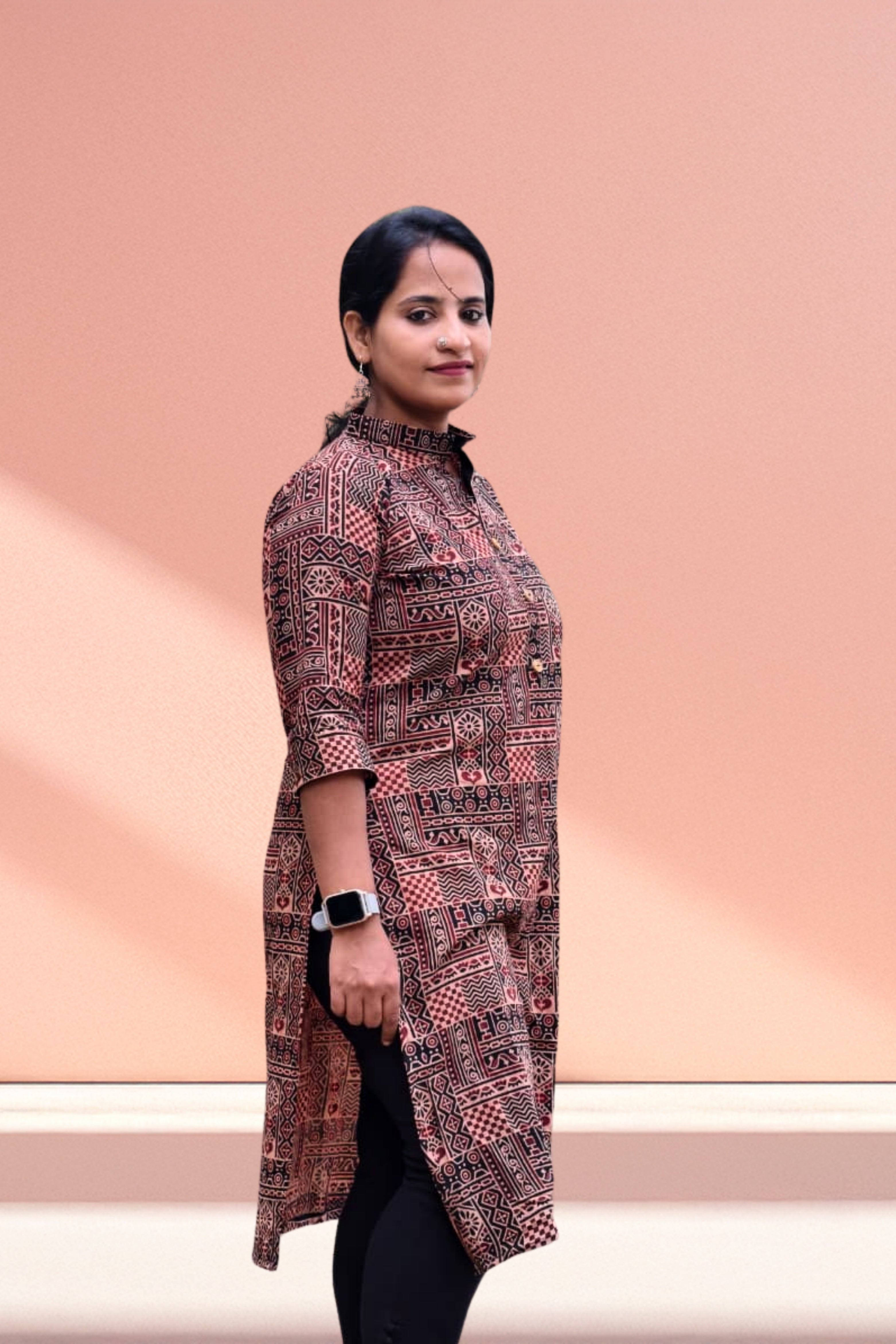 Classic Rust Design Collar Kurti