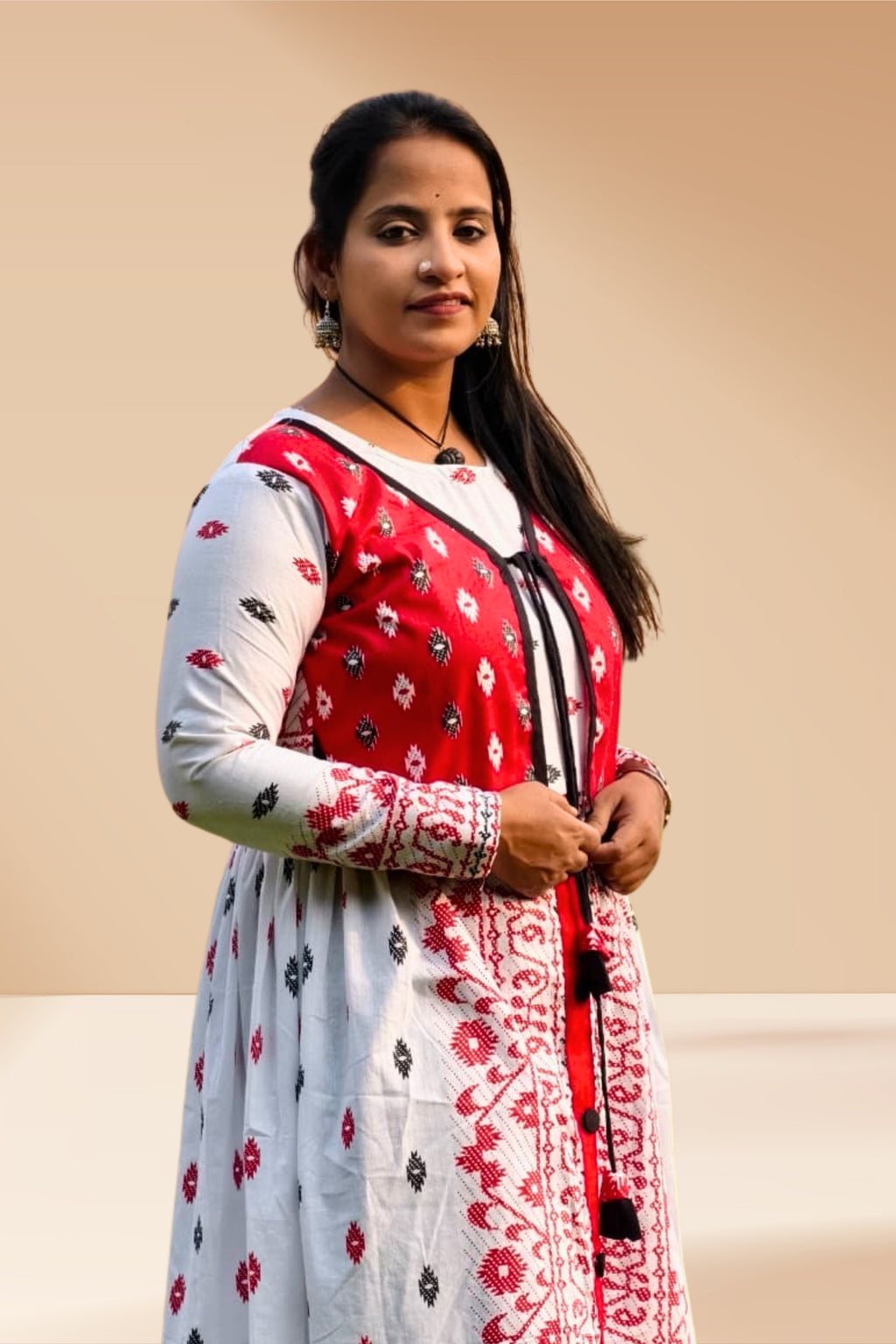 Classic Red Design Jacket One-Piece