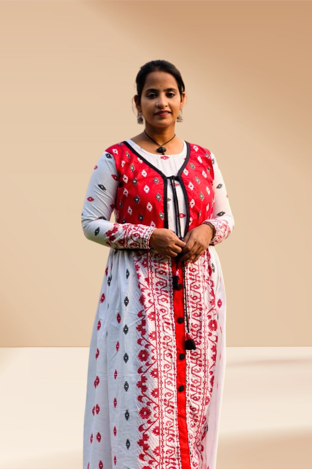 Classic Red Design Jacket One-Piece