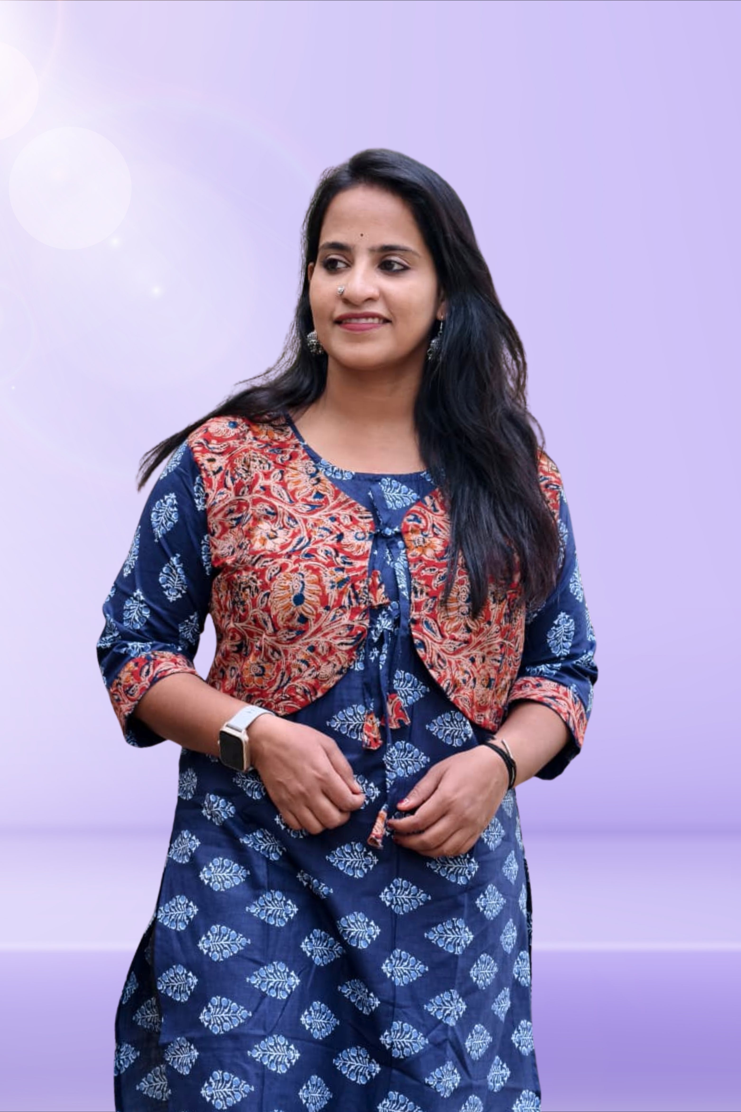 Classic Blue Design Jacket Kurti