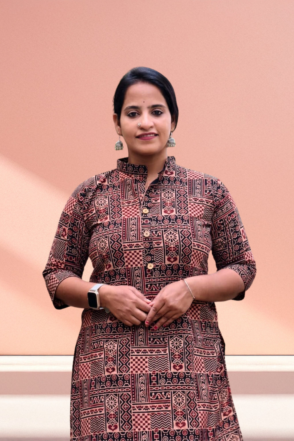 Classic Rust Design Collar Kurti