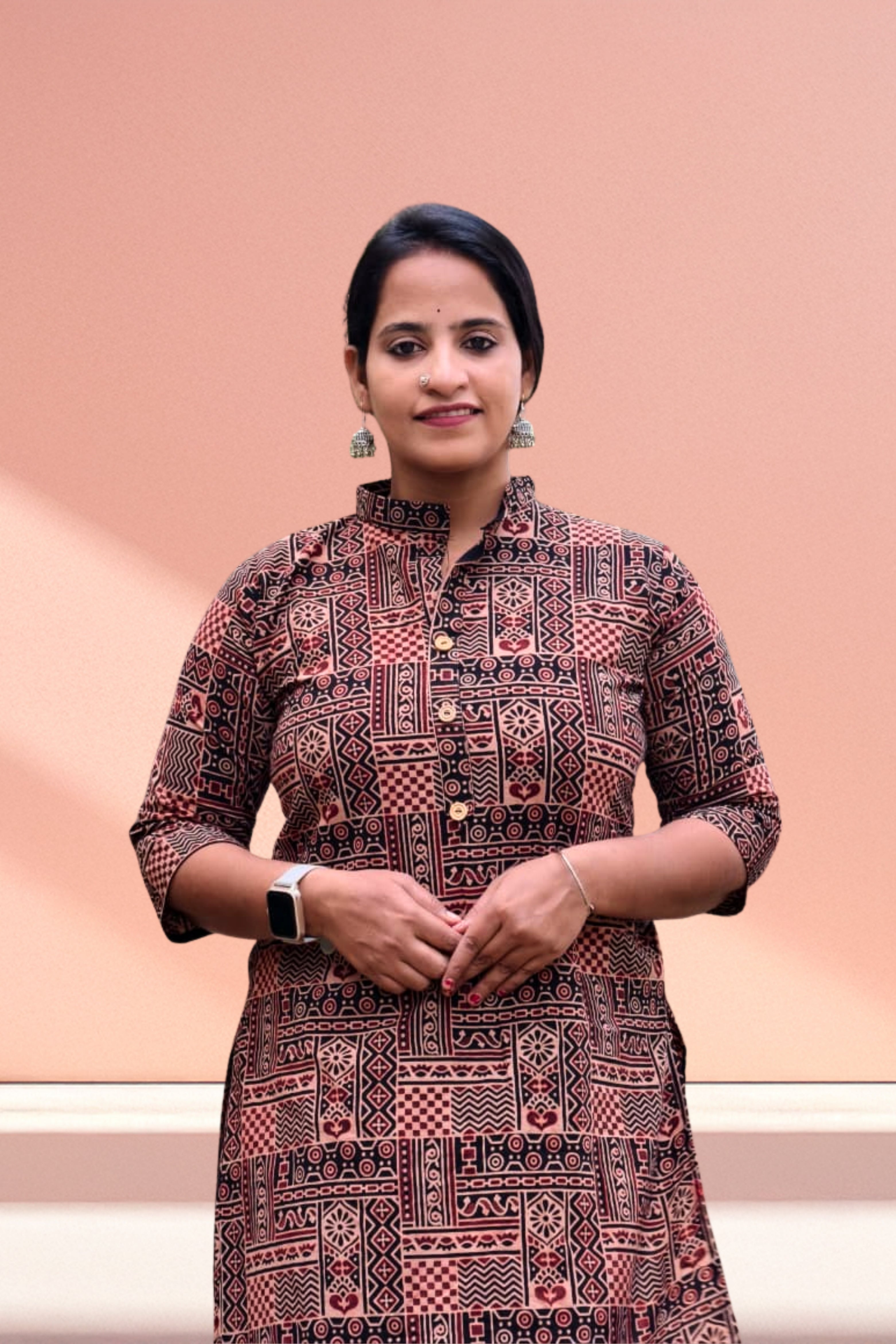 Classic Rust Design Collar Kurti