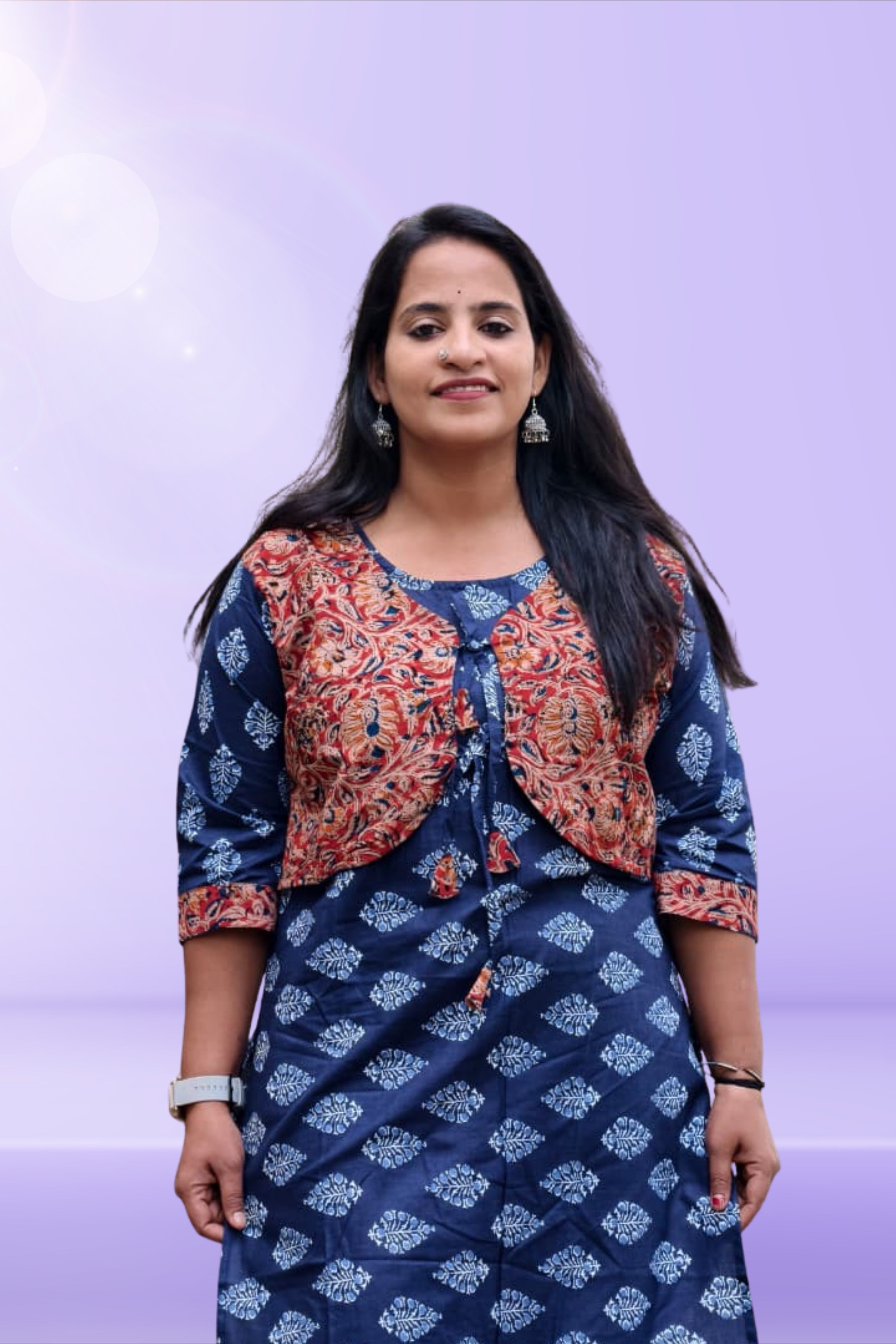 Classic Blue Design Jacket Kurti