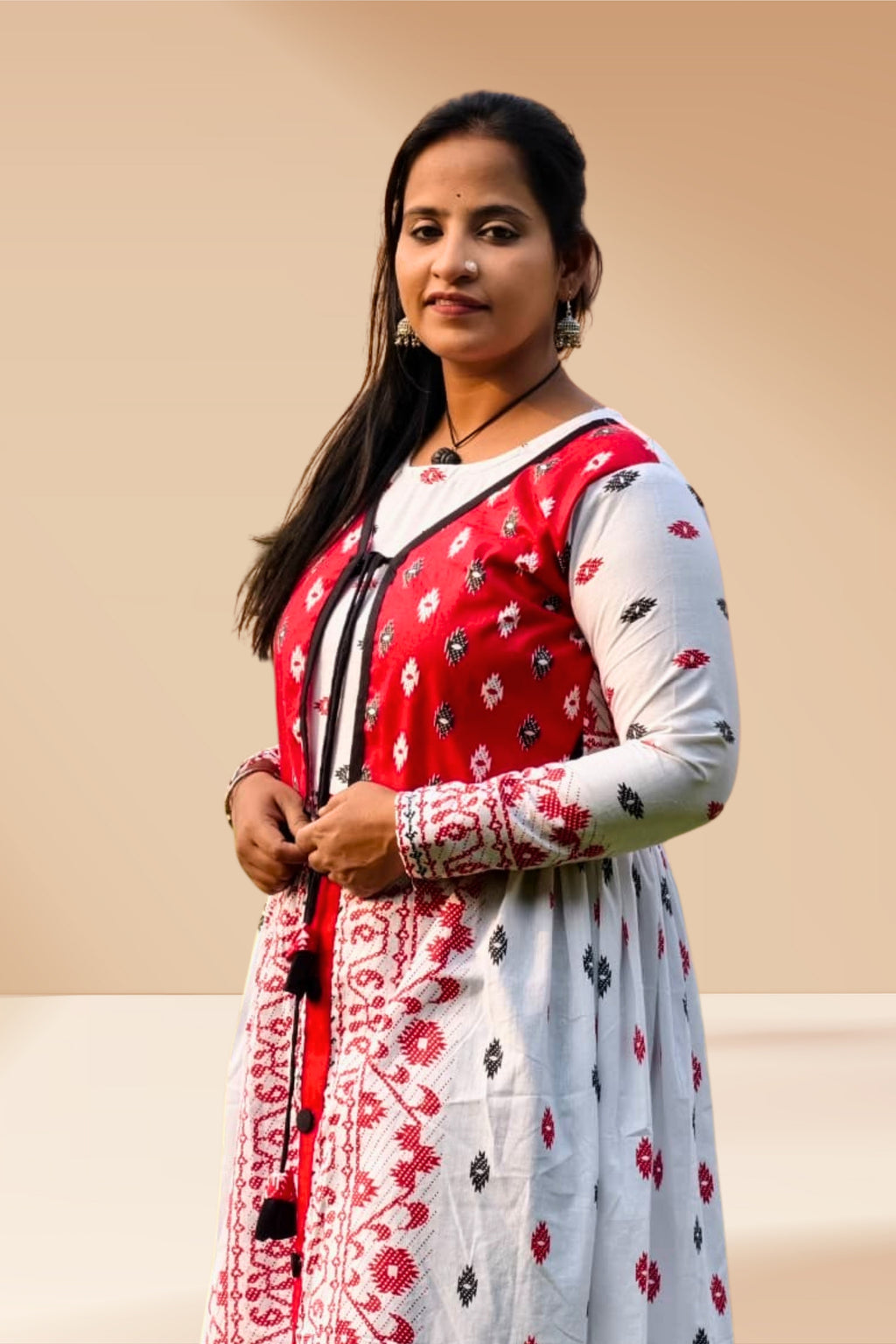 Classic Red Design Jacket One-Piece