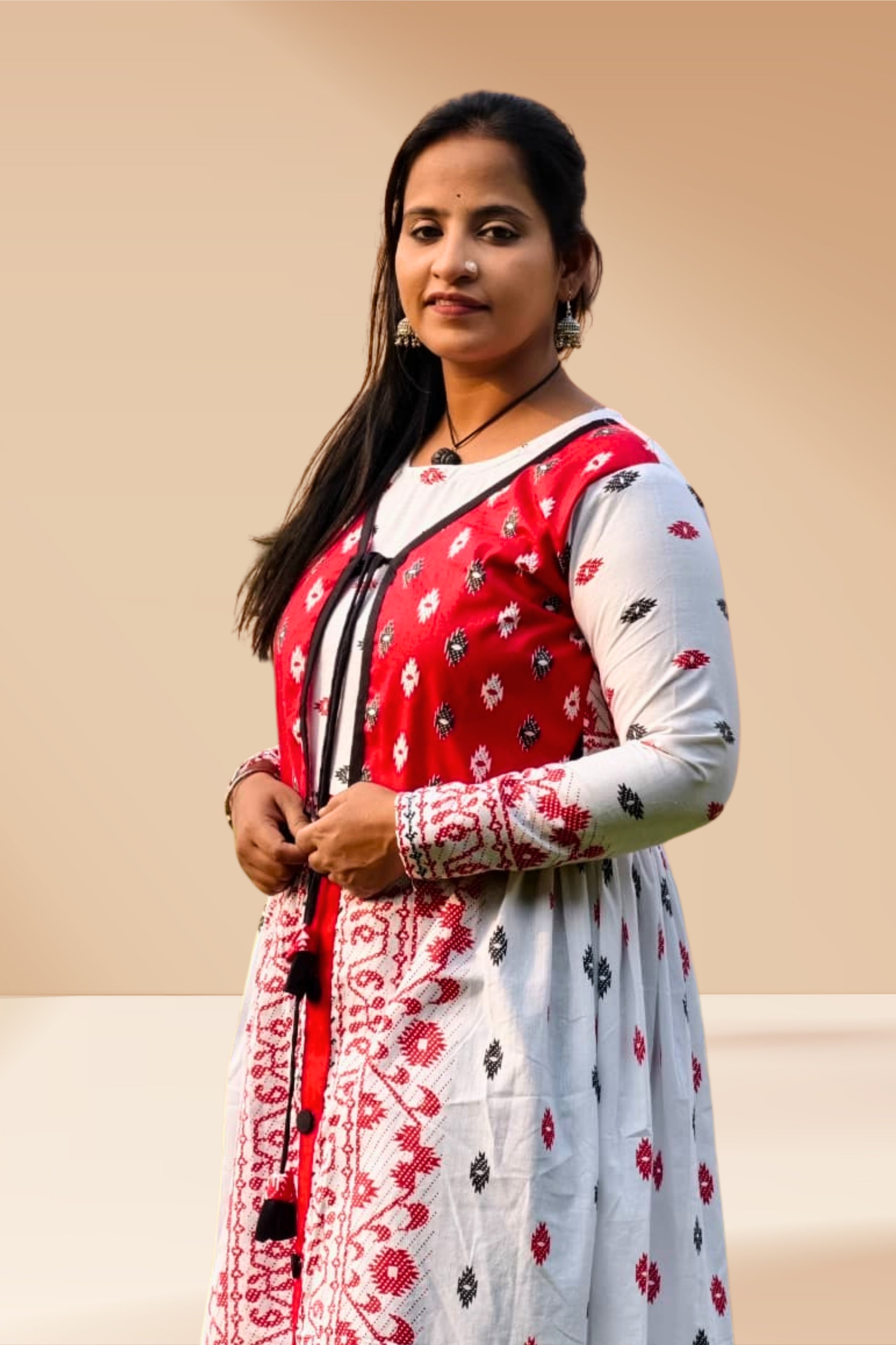 Classic Red Design Jacket One-Piece