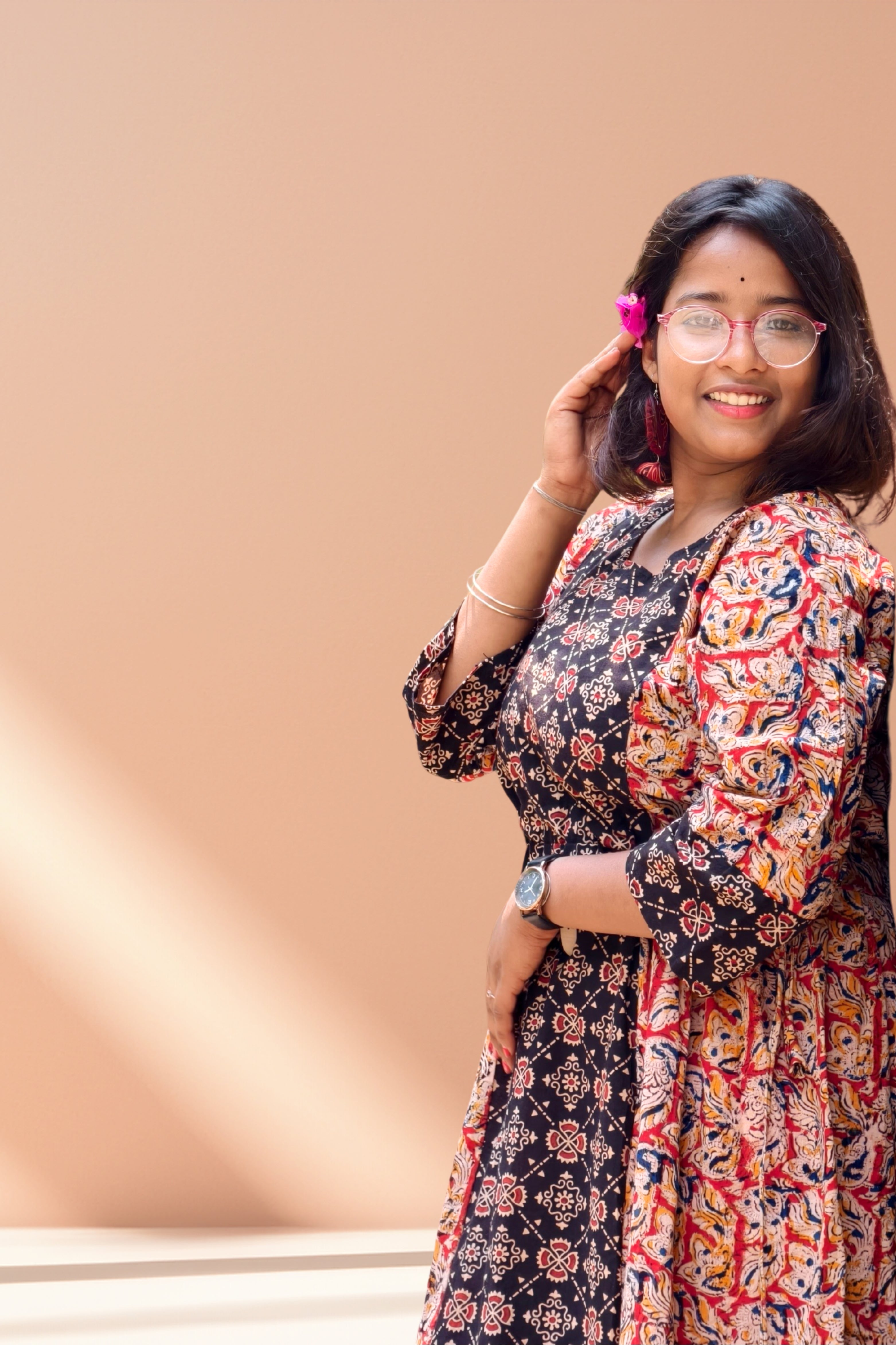 Kalamkari Pure Rust & Black Full-Length One-Piece