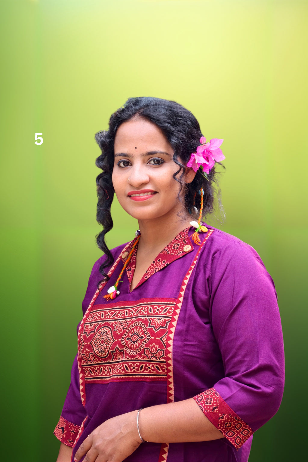 Cotton Ajrakh Kurti – Purple