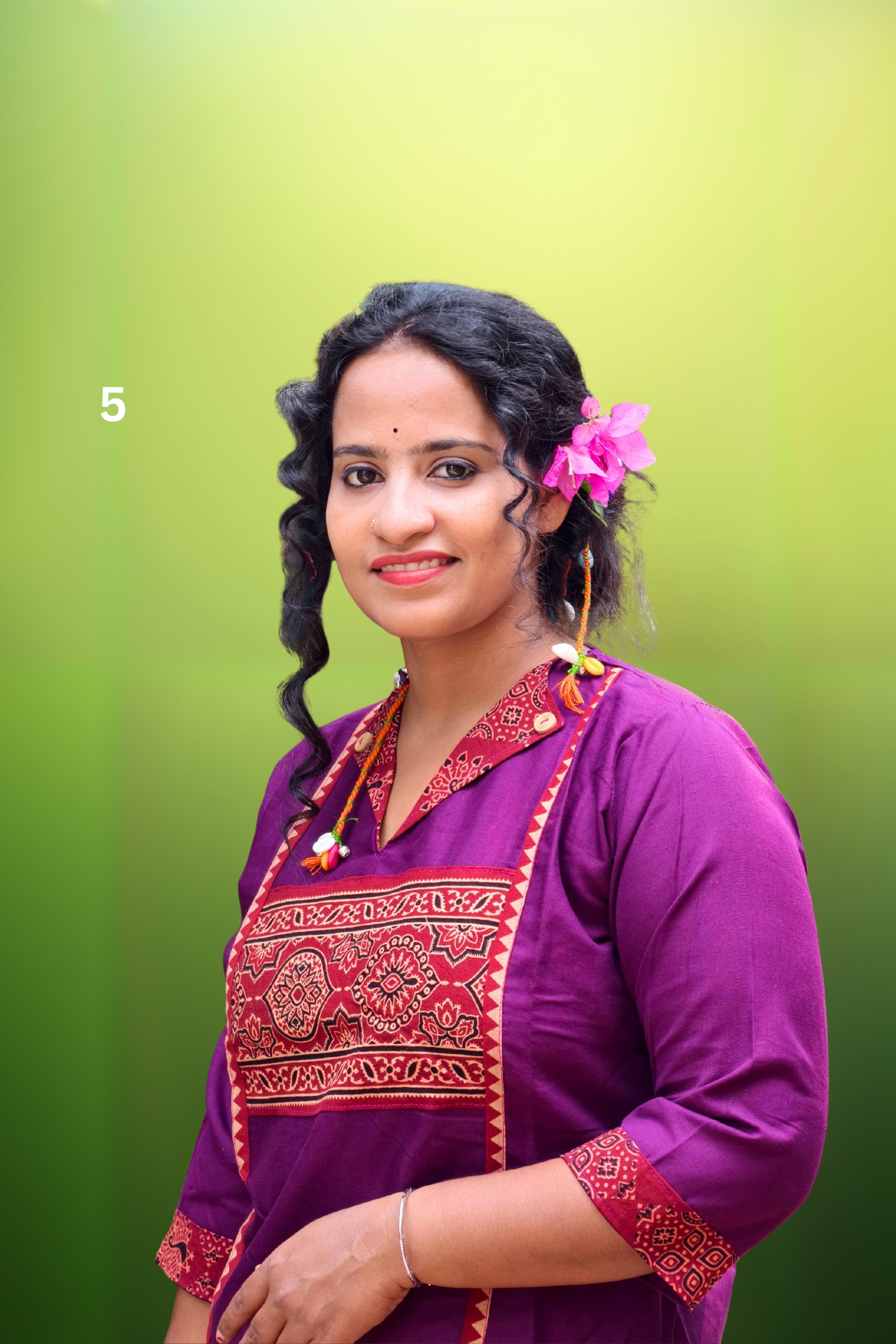 Cotton Ajrakh Kurti – Purple