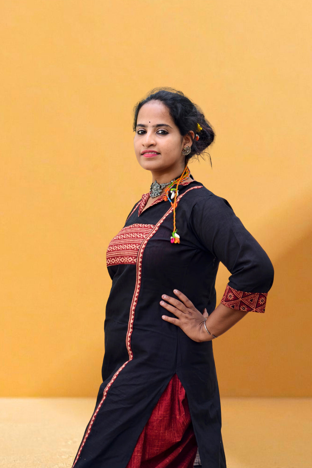 Pure Ajrakh Kurti (Black)